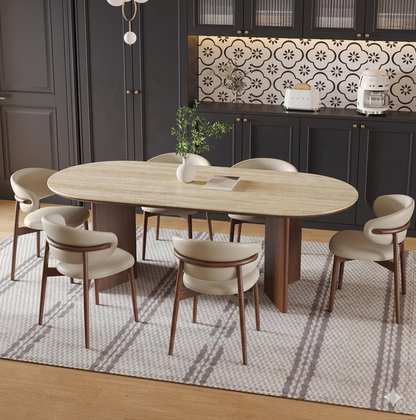 Chaises rembourrées tissu doux assorties à la table à manger Casa Vanta